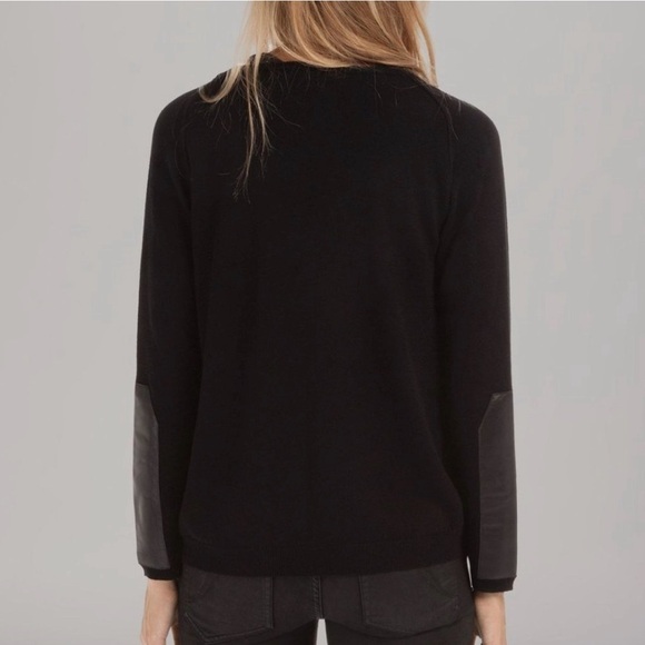Maje Daminute Black Leather Patch Silk Blend Open Front Sweater Cardigan‎ in M - Picture 4 of 13